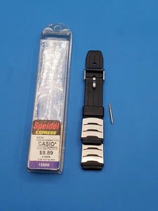 Speidel Express Casio 18 mm Watch Band Bracelet Black Rubber New Old Stock - Picture 1 of 6