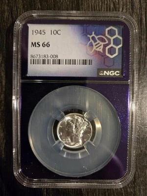 1945 MERCURY SILVER DIME NGC MS-66 - Purple Core - FREE SHIPPING! G1899 - Image 1 of 2