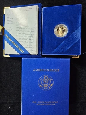 🌟 Moneda American Gold Eagle 1997 $5 1/10 oz PRUEBA BU UNC con certificado de autenticidad Foto 1 de 3