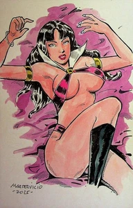VAMPIRELLA Mars Servicio SIGNED Hand-Painted Convention Harris Comics Art - Picture 1 of 2