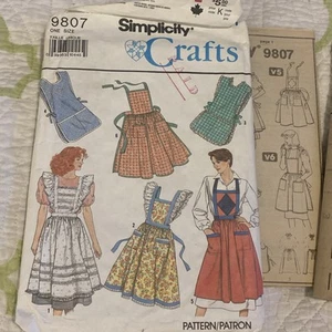Delantales Patrón Simplicity Crafts 9807 Talla Única Sin Cortar Hecho en 1990 - Imagen 1 de 4