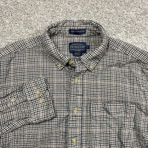 Sir Pendleton Wool Shirt Men’s Medium Black Brown Flannel Button Down Fall - Picture 1 of 9