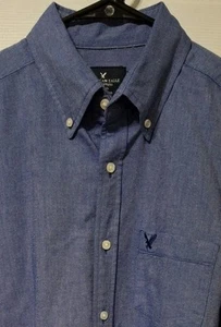 Mens American Eagle Classic Fit Long Sleeve Blue Button Up Shirt Medium M/M - Picture 1 of 4