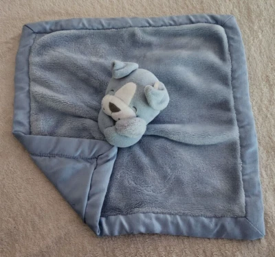Lovey Security Blanket Plush Puppy Dog Puppy Dog Blue Gray Satin Carters HTF Foto 1 de 3