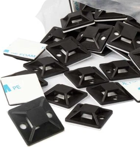 Montajes de amarre con cremallera pequeño montaje adhesivo de amarre de cable 3/4 pulgadas negro 100 un. Corbata con cremallera con cables - Imagen 1 de 3