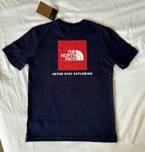 The North Face Boys Graphic Red Box NAVY Brushed Cotton Tee T-Shirt L 14 16 NWT - Picture 1 of 10