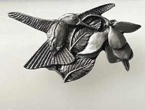 Birds & Blooms Pewter Hummingbird Pin Brooch / Premiere Edition 1995-98 - Picture 1 of 4