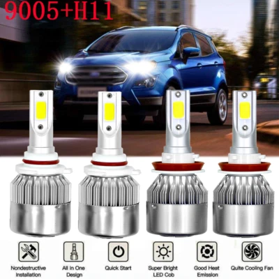 Combo de 4 bombillas LED de haz alto y bajo para Ford EcoSport 2019 2020 6000 k Foto 1 de 4