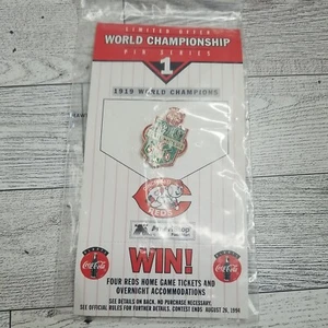 CINCINNATI REDS 5 TIME WORLD SERIES Lapel Pin #1 of 5 Coca-Cola / AMERISTOP Card - Picture 1 of 2