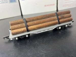 American Flyer S scale flat car with timber logs #605 - Picture 1 of 14
