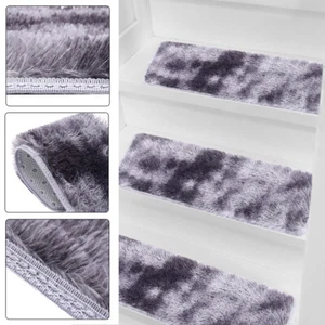 Pack of 13 Stair Treads Shaggy Step Mat Non Slip Staircase Protection Cover Pad - Picture 1 of 6