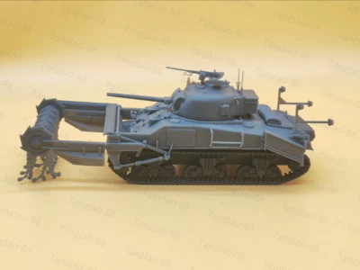 3D printed 1/72 WW II US "Sherman M4A4 with Minesweeper plow" Tank kit model - Image 1 of 4