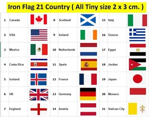 21 Country all Tiny Size 2 x 3 cm. National Flag Iron Patch Embroidery Backpack - Picture 1 of 1
