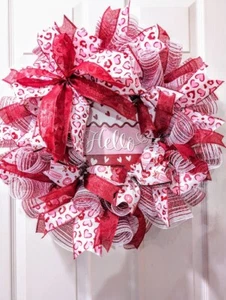 Valentine's Day Wreath, Valentine Day Decor, Hello Wreath, Home Decor, Gift - Picture 1 of 8