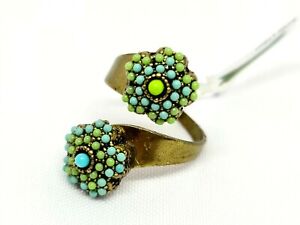 Lovely Michal Negrin Green and blue beads Ring women's.