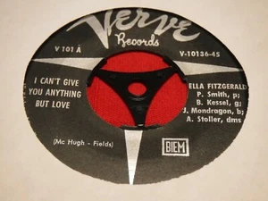 Ella Fitzgerald Verve V 101 7" 45 RPM I Can't Give You Anything But Love Airmail - Picture 1 of 5