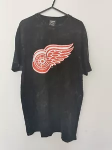 NHL T Shirt Size Large Black Acid Wash Red Logo - Picture 1 of 7