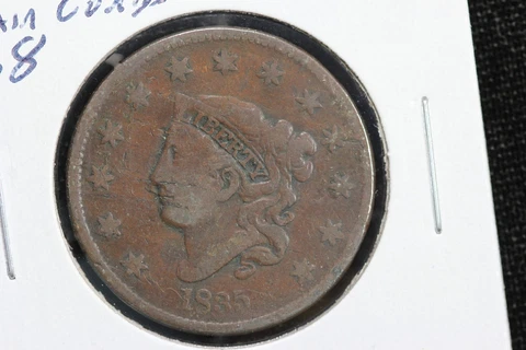 1835 Coronet Head Large Cent Plain Curls Large 8 Variety 31X0 Cover