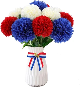 12 Stück Patriotische Künstliche Chrysanthemen für 4. Juli Wohndeko - Bild 1 von 8