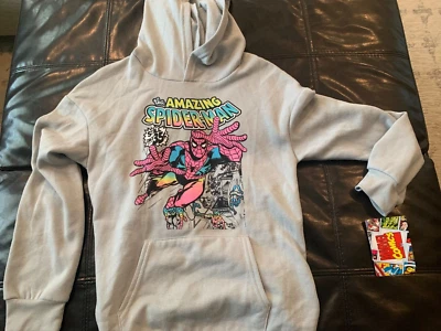 NWT Boy's 10 Marvel Comics SpiderMan Soft Gray Fleece Light weight Hoodie Youth - Image 1 of 3