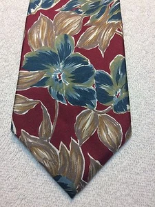 CORBATA BOULEVARD CLUB HOMBRE 3,75 X 60 ROJA CON AZUL VERDE DORADO Y MARRÓN FLORAL - Imagen 1 de 4