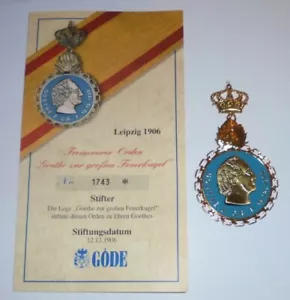 Leipziger Orden GOETHE Feuerkugel Sachsen Medaille Abzeichen Fürstentum Ehrenpreis EU - Bild 1 von 3