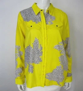 INSIGHT NWT Long Sleeve Blouse Size 8 Yellow Gray Button Down Collared - Picture 1 of 12