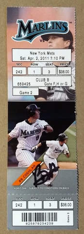 Miami Florida Marlins Ticket Stub 04-02-11 vs Mets Chris Coghlan - Fast Ship Cover