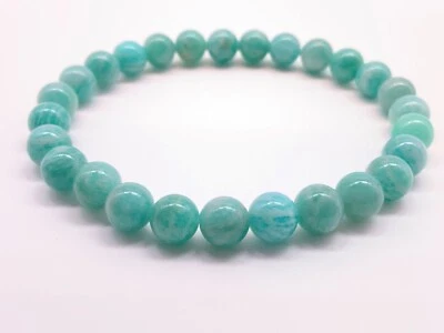 Pulseira elástica GRAU AMAZONITA 8 MM feita à mão cura pedra preciosa cristal cura - Imagem 1 de 4
