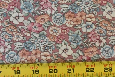 27" Long, Vintage, Blue & Peach Calico on Pink Quilt Cotton, Marcus/1986, P5855 - Image 1 of 4