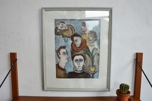 Kurt Mühlenhaupt CAFE LILA Berlin Kreuzberg sign. LITHOGRAPHIE 90er Bild Malerei - Bild 1 von 12
