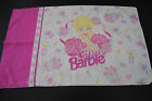 Vintage 1995 Barbie Pillow Case Standard Size Pink Purple Flowers Hearts