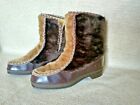 Vintage Snowland Winter Boots Faux Fur Lining Zip Brown Women Sz.10 Made in USA