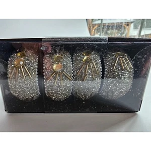 Nuevo Beekman Plata Cuentas Servilletero Anillos Soportes 4 Piezas - Imagen 1 de 3