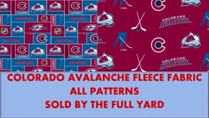 Colorado Avalanche Fleece Fabric-NHL Fleece Blanket Fabric Sold By The Yard - Picture 1 of 3