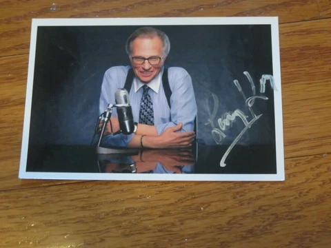Larry King Autographed Hand Signed 4x6 Photo CNN Cover