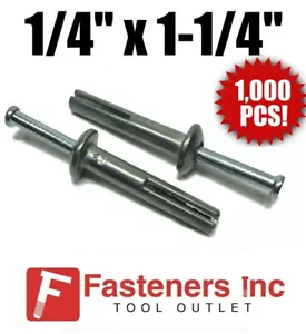 (Qty 1000) 1/4" x 1 1/4" Nail-On Concrete Expansion Anchor Drive Pin Alloy Zinc - Picture 1 of 2