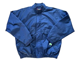 Vintage 80s Highlander Jacket Mens L Navy Blue Nylon Rainwear Track Coach Golf - Bild 1 von 11