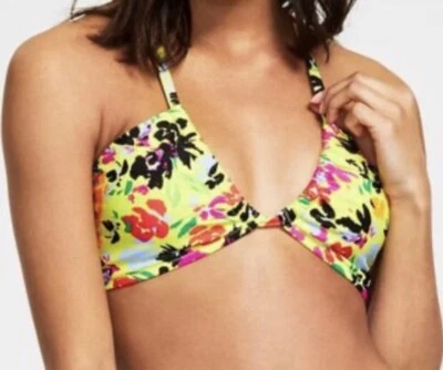 Bar III Floral Chic Convertible Bikini Top in Citron Print, Medium , $44 - Image 1 of 4
