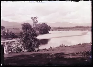 (1) ANTIGUO NEGATIVO DE VIDRIO DE FINALES DE 1800, PRINCIPIOS DE 1900, MONTAÑAS, RÍO ¿NUEVO CÁMPANO?? - Imagen 1 de 2