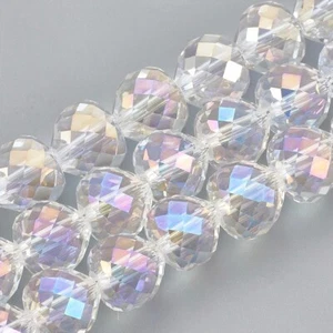 2 Strands Faceted Heart Clear AB Electroplate Glass Beads Strands 9x10mm 22 inch - Picture 1 of 2