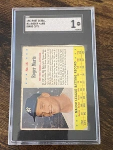 1961 Post Cereal - Roger Maris #16 - Hand Cut - Yankees SGC 1 - Picture 1 of 4