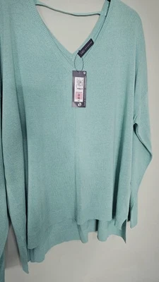 M&S Collection Ladies Jumper with Linen Size 22 Aqua Colour BNWT - Image 1 of 4