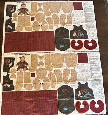 LOT Homespun Kitty Cut & Sew 2 Fabric Panel Adorable Cat Vip Cranston USA - Image 1 of 4