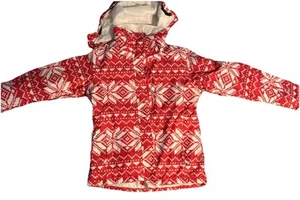 Roxy Jacket Womens L Waterproof Red White Geometric Design 8K Snowboard Ski Hood - Picture 1 of 19