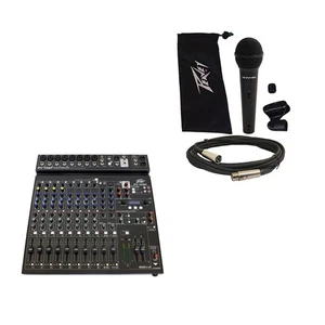Peavey PV14 BT Pro Audio DJ Bluetooth 14 Channel Mixer & PVi 100 Microphone New - Picture 1 of 3