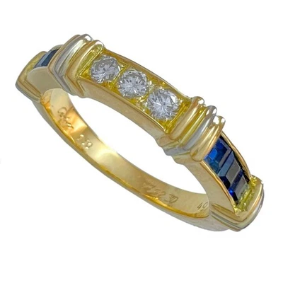Anillo Cartier Contessa Zafiro Diamante Vintage #49 EE. UU. 4,5-4,75 750 K18 YG WG 852 Foto 1 de 4