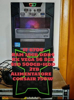 Pc gaming i7 rx 56 8gb ram 16gb ssd 500gb+hdd 2tb - Immagine 1 di 4
