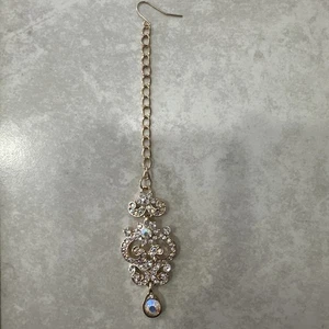 Multi 14cm Gold Maang Tikka with Iridescent Crystals | Indian Bridal Headpiece - Picture 1 of 3