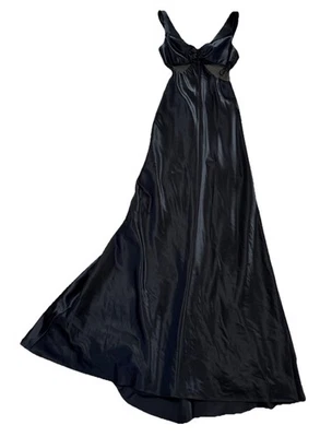 Jovani Vintage Sheer Back + Waist Black Long Formal Prom Dress Size 0 Pre-Owned - Image 1 of 4